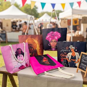 African Girls <b>Canvas</b> <b>Tote</b> Bags Large Capacity <b>Canvas</b> Shopping Bag Outdoor Travel Storage <b>Canvas</b> Handbag - Product Image 2