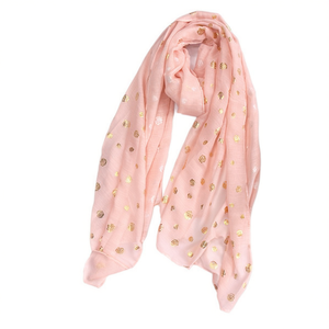 Sciarpa Lunga in Cotone Angelina TR 70x180cm con Motivo a Rose in Lamina d'Oro - Product Image 1