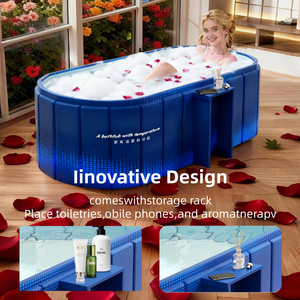 صفقة الجمعة السوداء وعيد الميلاد _ حوض استحمام من كلوريد البولي فينيل قابل للطي وإيقاع أزرق بسعة كبيرة ومحمول من كلوريد البولي فينيل - Product Image 4