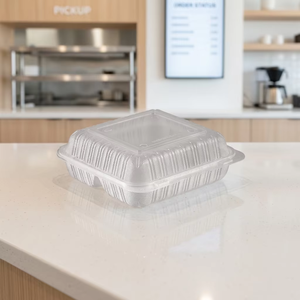3 Compartment Microwave-Safe Plastic MFPP <b>Lunch</b> <b>Box</b> for Takeout Meal Kits and Burgers Clamshell Food Container - Product Image 1