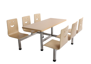 Tùy chỉnh 6-Seat cong ván ép căng tin bảng và ghế thiết kế hiện đại ăn uống đồ nội thất cho các trường học và nhà hàng sử dụng - Product Image 2