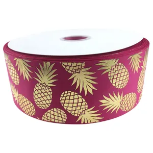 3 "75mm or ananas imprimé ruban gros-grain pour la décoration