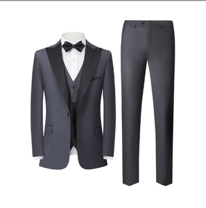 Costumes pour hommes 3 pièces avec revers noir, coupe slim, décontracté chic pour mariage, costume <span class=keywords><strong>de</strong></span> marié, costume <span class=keywords><strong>de</strong></span> demoiselle d'honneur, veste, gilet et pantalon - Product Image 4