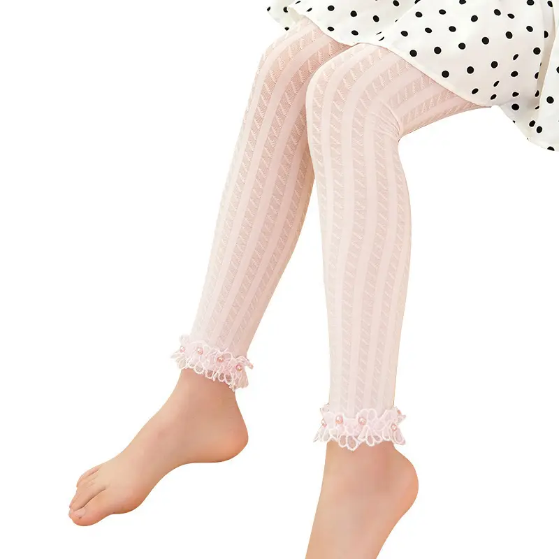 Sifot Wholesale Soft Solid Color Velvet Kids Ballet Dance Footless Pantyhose Stockings Lace Baby Leggings Tights for Girls