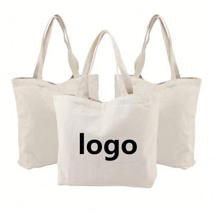 Sac en toile robuste personnalisable, vierge, à fermeture éclair, à porter à l'épaule, pour le bricolage, les courses et la bibliothèque - Product Image 1