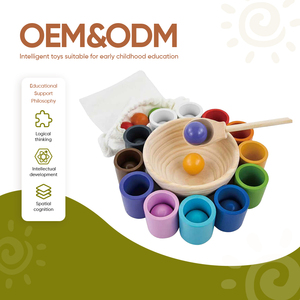 Montessori palle In coppe <span class=keywords><strong>giochi</strong></span> con vassoio In legno e coperchio In legno Sorter gioco giocattolo educativo <span class=keywords><strong>per</strong></span> i <span class=keywords><strong>bambini</strong></span> 0 <span class=keywords><strong>3</strong></span> <span class=keywords><strong>anni</strong></span> - Product Image 1