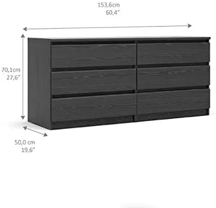 Wide Double Bedroom Wooden Dresser Design 6 Gaveta Quarto Mobiliário Personalizado Quarto Define Painel de Partículas Moderno 3 Anos