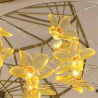 Lumières décoratives LED à piles en forme de lys, mini-lumières en fil de cuivre pour décoration de mariage