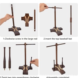 Wooden Champion <b>Ring</b> Display Stand Solid Wood Baseball Softball <b>Necklace</b> Rack Desktop Jewelry Organizer Storage Holder - Product Image 5