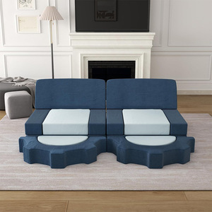 Ensemble de canapés modulaires pour enfants en tissu avec mousse haute élasticité et accoudoirs pour jouer et apprendre en intérieur - Product Image 2