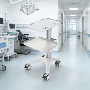 รถเข็นอุปกรณ์การแพทย์ปรับความสูงได้พร้อมชั้นวางหนึ่งชั้น - รถเข็นเคลื่อนที่สำหรับโรงพยาบาลสำหรับการผ่าตัด/คลินิก - Product Image 6