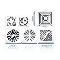 Diffuseur carré en alliage d'aluminium pour climatisation centrale, grille de ventilation de plafond à quatre voies, ouverture de ventilation