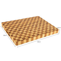 Planche à découper en bambou à grain transversal, motif damier, avec poignée encastrée, pour steak, viande, fromage, cuisine et salle à manger