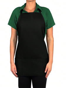 Tablier unisexe de couleur noire, réglable et imperméable avec 3 poches, adapté au chef, à la cuisine, au barbecue - Product Image 5