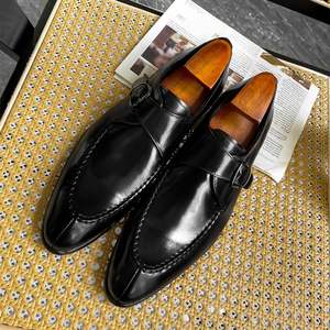 รองเท้าแฟชั่นแบบ Monk Strap สำหรับผู้ชาย ปี 2025 - รองเท้าสำหรับธุรกิจและงานปาร์ตี้ หนังระบายอากาศดี ทำมือ คุณภาพสูง เพิ่มความสูง - Product Image 3