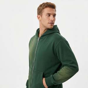 Sweat à capuche zippé vintage délavé à l'acide, 100% coton molletonné, avec lettres en strass, pour homme - Product Image 5