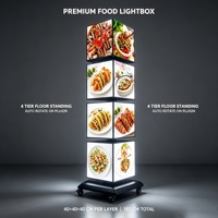 Afficheur publicitaire rotatif à 4 niveaux en forme de cube, panneau d'affichage extérieur autoportant, affichage LED mobile pour la promotion des restaurants