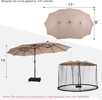 Parasol de jardin extérieur grand format avec moustiquaire décorative anti-moustiques de 10 pieds pour parasol extérieur avec base solaire