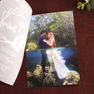 Invitations de <span class=keywords><strong>mariage</strong></span> en couches de vélin en feuille d'or et réservez les dates avec photo - Product Image 2