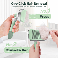 Brosse lissante autonettoyante à longues aiguilles en acier inoxydable, peigne professionnel pour toilettage des animaux, pour sous-四rêches épais et nids de poussière