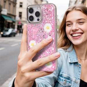 กรอบมือถือลายดอกไม้แวววาวสำหรับ iPhone 12 13 14 15 16 17 PRO MAX เคสแฟชั่นจากโรงงาน - Product Image 6