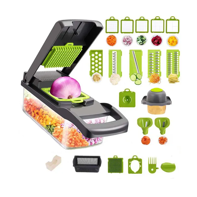 Picadora de alimentos, utensilios de cocina 15 en 1 Trituradora de verduras Veggie Cebolla Dicer Picadora de ajo Cortador picadora cortador de verduras