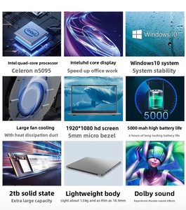 Nueva Computadora Portátil de 15.6 Pulgadas, 16 GB de RAM, 256 GB de SSD, Intel Celeron N5095, Pantalla FHD IPS, Huella Dactilar, Wi-Fi 5, Windows 11 Business, Metal - Product Image 5