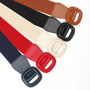 Mode multicolore 6CM de <span class=keywords><strong>large</strong></span> femmes élégante robe élastique <span class=keywords><strong>ceinture</strong></span> luxe Vintage réglable Stretch tricoté <span class=keywords><strong>ceinture</strong></span> décorative - Product Image 4