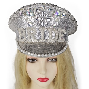 Manwu Chapeaux de festival d'anniversaire de luxe unisexes personnalisés avec incrustation de diamants chauds Chapeau à paillettes de capitaine et de sergent pour la fête - Product Image 2