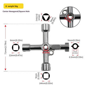 4-way Multi-Function Alloy Utility Cross <b>Key</b> for Train/Elevator DIY Grade 1:1 Service Customizable OEM Triangle/<b>Square</b> Design - Product Image 2