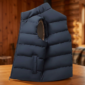 Custom Design Logo Winter Zipper OEM Service Washed Lightweight Men's Sleeveless Puffer Vest Body <b>Warmer</b> Outerwear - Product Image 3