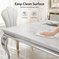 Table à manger en acier inoxydable gris de luxe en gros pour hôtel, maison, restaurant