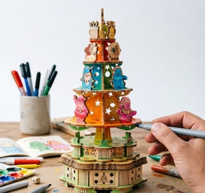Caja de Música de Madera 3D con Forma de Árbol de Navidad, Rompecabezas Armonioso de Tamaño Personalizado para Regalo de Fiesta Navideña - Product Image 6