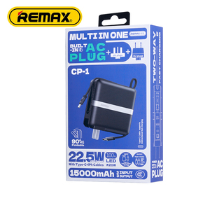 CP-1 20W+22.5W Dual Fast Charging Power Bank Built-in Cable With Wall AC <b>Plug</b> <b>Adapter</b> 15000mAh EU/UK Set CP-1 Power Bank 15000ma - Product Image 4