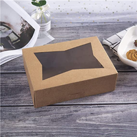 Cajas para Pasteles, Galletas y Donuts Reciclables de Color Marrón de 8*5.75*2.5 Pulgadas con Ventana, Recubrimiento UV, Laminado Mate y Grabado en Relieve para Uso en Panaderías