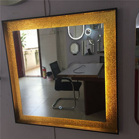 Miroir de salle de bain moderne de luxe à intensité variable, orange, avec capteur tactile, anti-buée, éclairé par LED