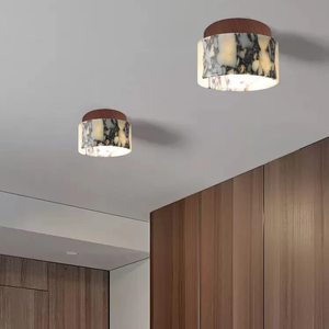 โคมไฟเพดาน LED หินอ่อนทันสมัย ​​โคมไฟติดผนังห้องโถงไม้หินอ่อน - Product Image 2