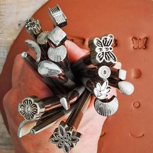 Moule d'impression en céramique et acier, outil de texturation pour poterie, tampon de sculpture en argile, décoration créative - Product Image 3