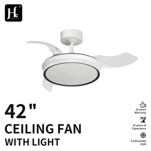 Ventilateur de plafond LED 36 pouces, corps métallique moderne avec abat-jour en acrylique, pales rétractables et pliables, télécommande pour la maison et le bureau - Product Image 3