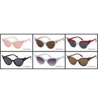 Lunettes de soleil ovales œil de chat tendance STY92136YD pour femmes et hommes, monture rose décorée de cornes, protection UV400, idéales pour festivals et soirées