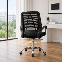 Chaise de bureau confortable à dossier mi-haut en maille avec accoudoirs en plastique, pivotante, pour salle d'étude, Australie