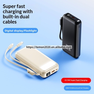 <span class=keywords><strong>Banco</strong></span> de Energía Portátil de Tela de 20000mAh, Carga Rápida de 22.5W, Cable Doble, Pantalla LED, Linterna de Emergencia - Product Image 2