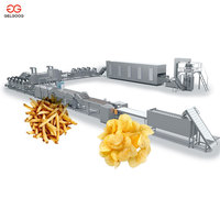 Volledig automatische aardappelchips productielijn, 500 kg/uur, commerciële machine voor het maken van knapperige aardappelchips en frieten