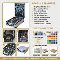 Ensemble d'outils à main OEM de 187 pièces en acier au carbone, avec chariot roulant, kit de mécanicien portable pour l'entretien domestique, prix d'usine