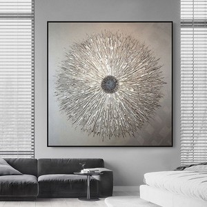 Abstract Oil Painting <b>Square</b> Metal <b>Frame</b> Black Canvas Art Modern Minimalist Wall Decor Living Room Sofa Background Art - Product Image 1