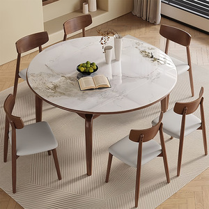 <b>Dining</b> <b>Table</b> And Chair <b>Set</b> 6 Piece <b>Round</b> Marble Top Convertible <b>For</b> <b>Dining</b> Room - Product Image 1
