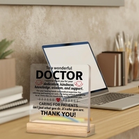 Plaque de remerciement 2D plate en acrylique transparent, imprimée UV et gravée au laser, pour cadeau de médecin, avec la phrase « Merci d'être un excellent médecin », pour bureau d'hôpital ou de cabinet médical