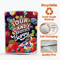 Sachets Mylar personnalisés imprimés pour 3,5 paquets de bonbons gélifiés comestibles 4x5, emballage plastique refermable anti-odeur à fermeture éclair, pochettes verticales