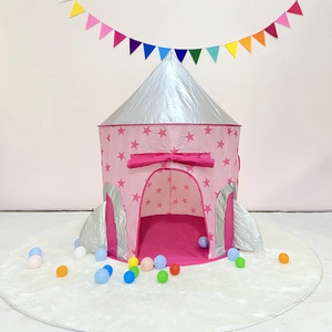 Tienda de campaña infantil con forma de cápsula espacial azul con estrellas, casa de juegos interior para niños y niñas, unisex, de tela con diseño de dibujos animados. - Product Image 3