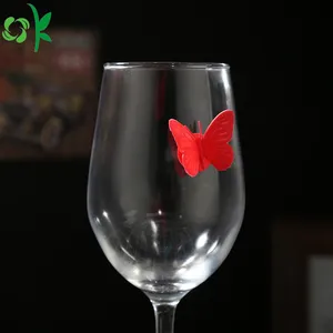 Oksilikon Mini kelebek silikon işaretleyici ile enayi için kadeh içecek İşaretleyiciler etiketleri cam parti şarap Charms evrensel işaretleyici